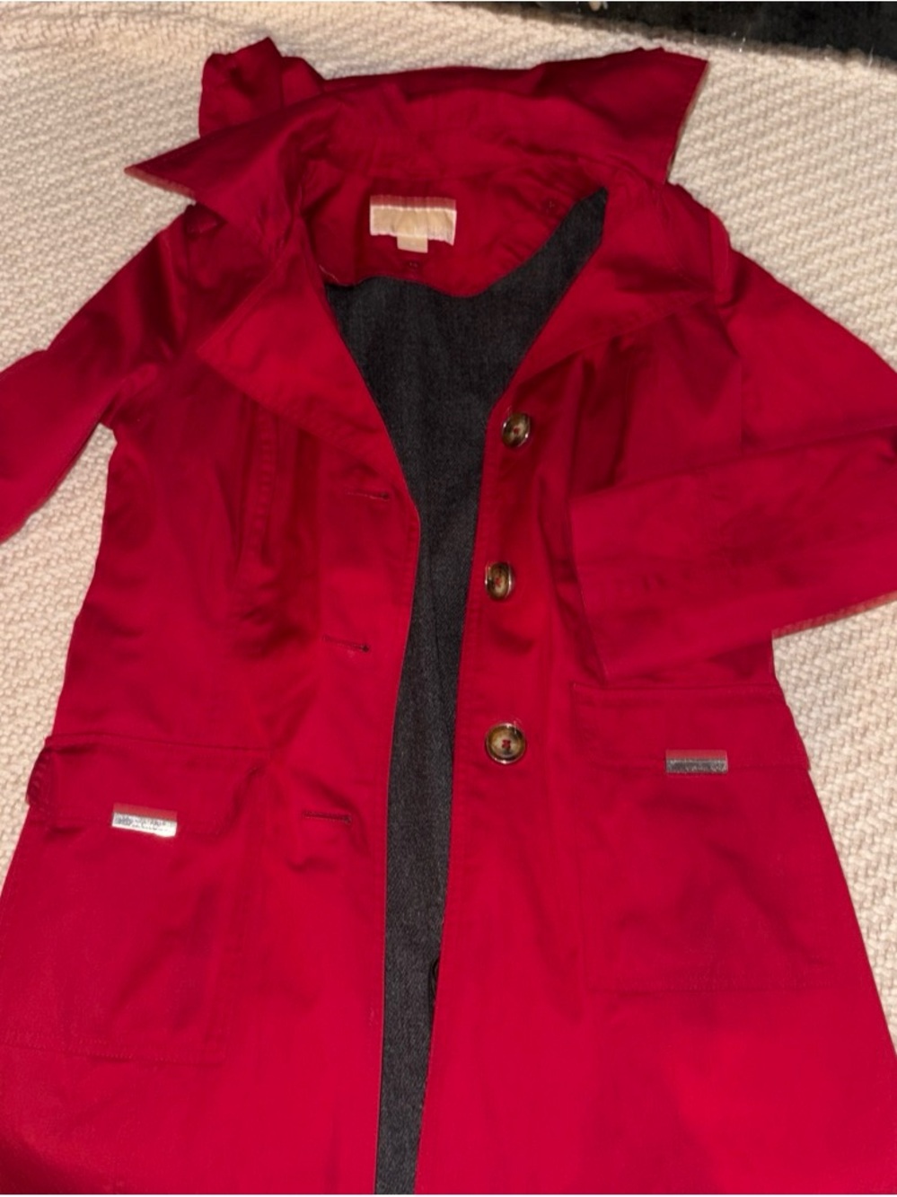 MICHAEL KORS Red Women's Trench Coat - Classic Single-Breasted Jacket